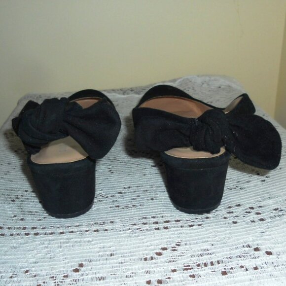 Sole Society 7 1/2 Black Velvet Slingback Heels Bsck Bow - Picture 6 of 9